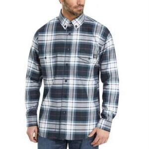 Wolverine Mens FR Twill Shirt Medium Blue White Plaid Long Sleeve NWT